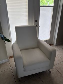 White Leather/Faux Leather Accent Armchair