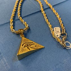 Stainless Steel Two Tone Pyramid Necklace Set