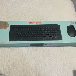 onn. Wireless Keyboard & Mouse Combo, 104 Keys, USB Nano Receiver, Greystone