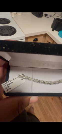 0.24 ct Natural Diamond Silver Bracelet