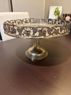 Vintage Godinger Silver-Plated Mirrored Cake Stand – Grapevine Pedestal 12.5”
