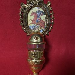 Vintage 12 Inch Greek Wall Hanging St Dimitrios Kantili Aluminum Oil Lamp Imported From Greece