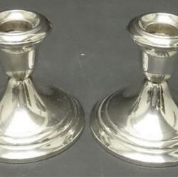 Set of 2 / PAIR Gorham Sterling Silver Weighted Candle Holders #661 - 625g