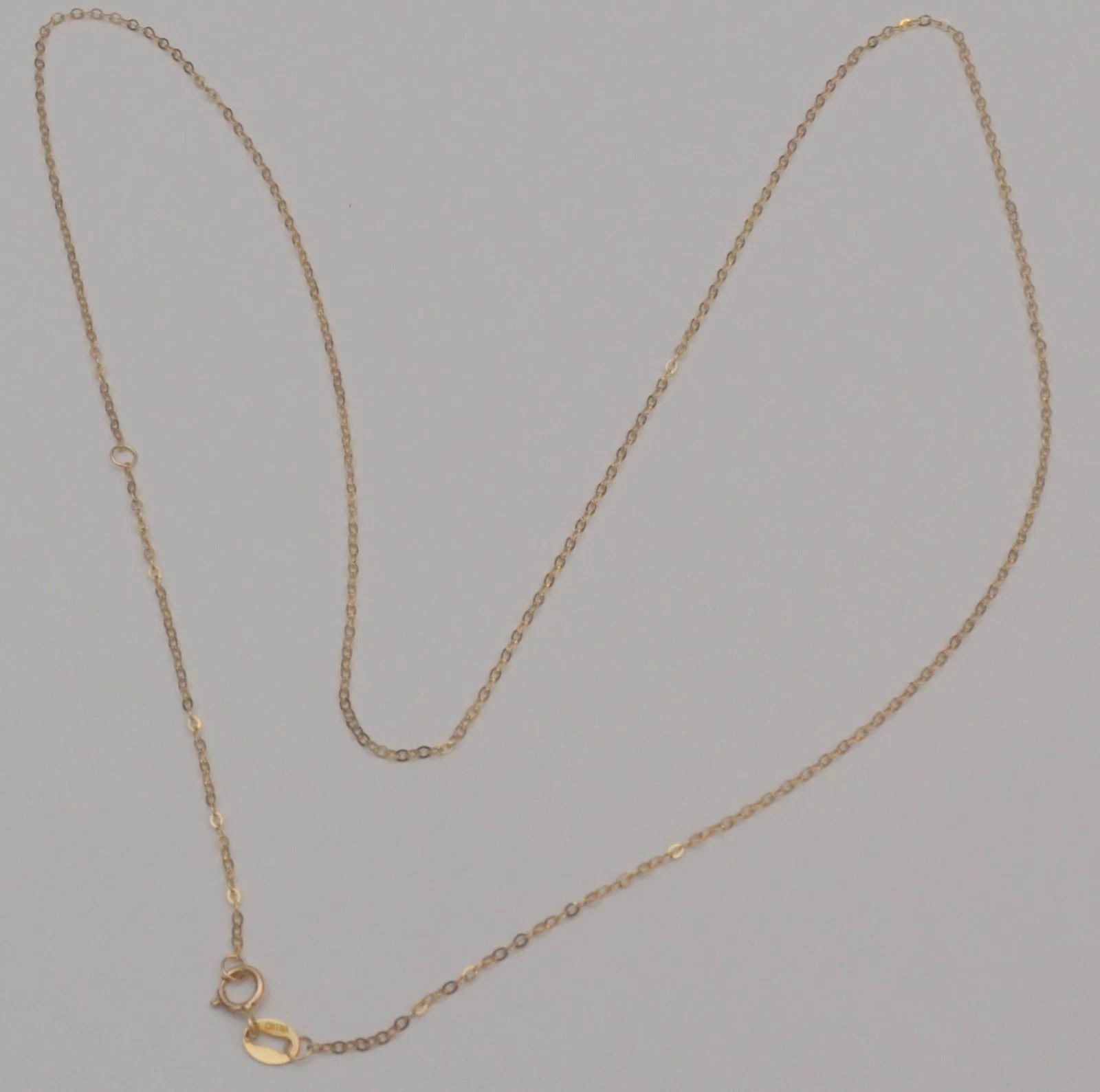 14k Yellow Gold Oval Link Chain Necklace 16-18 Inch Adjustable 0.8g Fine Jewelry