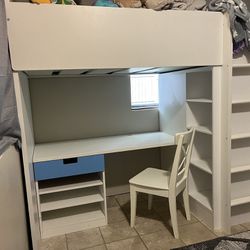 IKEA Loft Bed With Desk, Chair & Closet