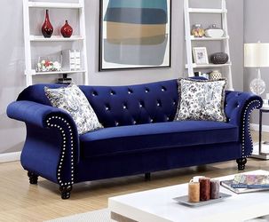 Blue Flannelette Glam Sofa