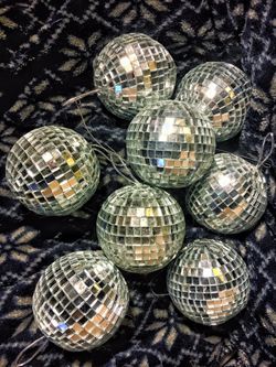 Real glass vintage mirrored disco ball Christmas Xmas ornaments 2"-2.5"
