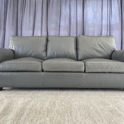 Luxury Leather Set – USA Premium Sofa, Loveseat & Chair – $9K MSRP – Slate Gray