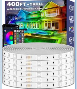 400ft Outdoor LED Strip Lights Waterproof,IP68 Outside Led Light Strips Waterproof with App and Remote,Music Sync RGB Exterior Led Rope Lights with Se