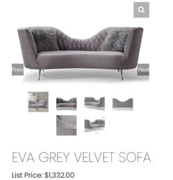 GREY VELVET SOFA