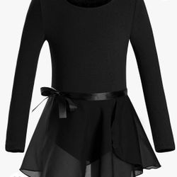 Girl’s Ballet Dance Long Sleeve Leotards With Skirt