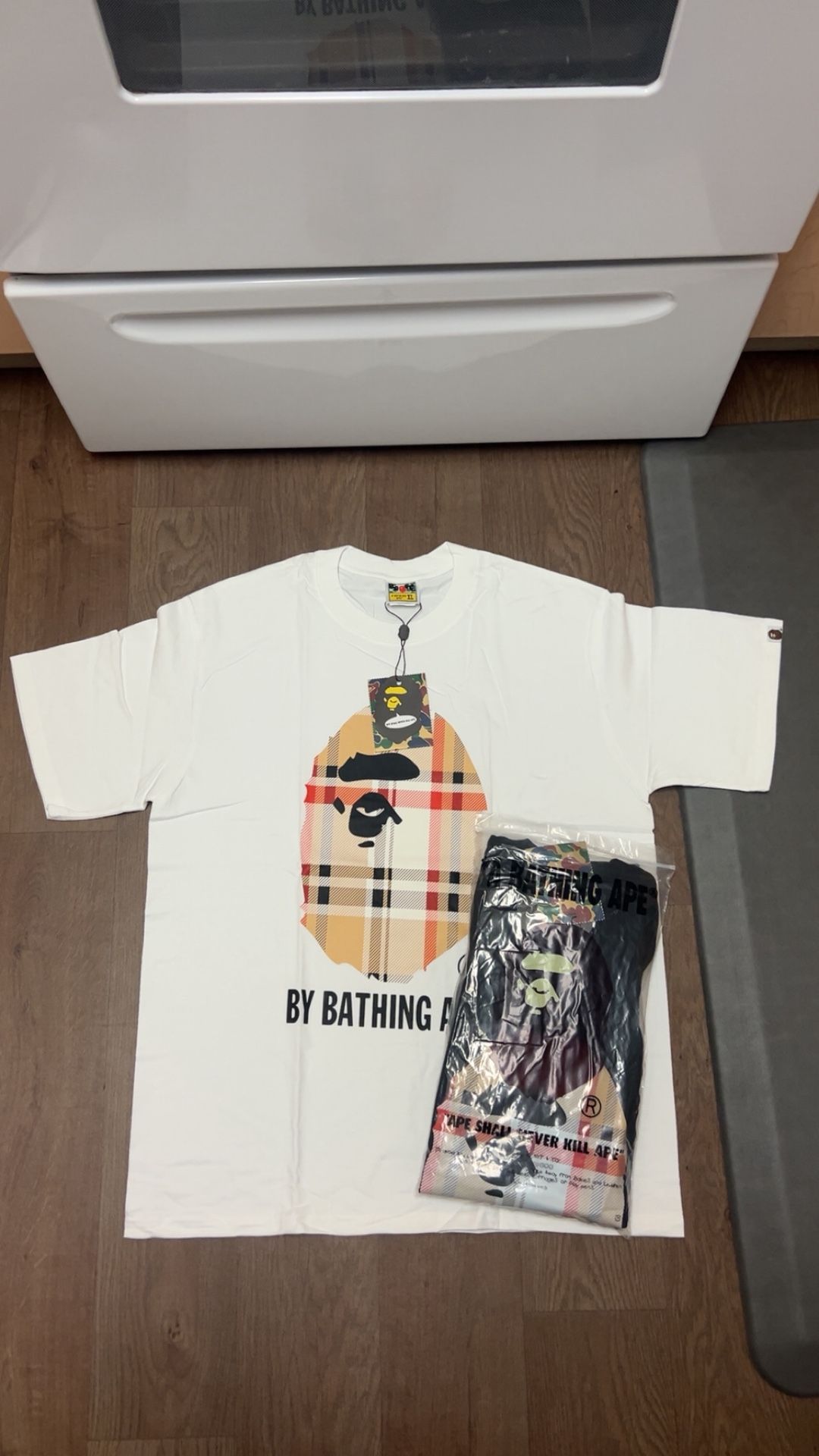 White Burberry Bape Tee