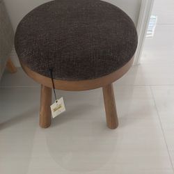 Upholstered Round Top Mid Century Ottoman Brown - Hearth & Hand™ with Magnolia 