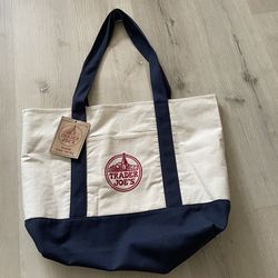 Trader Joe’s canvas reusable tote carry large eco shopping bag