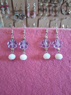 Purple Flower Earings Handmade