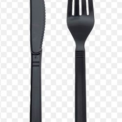 2 In 1 Disposable Fork And Knife Kit Black HD