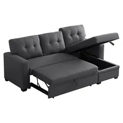 Dark Grey Sleeper Sectional w/ Storage