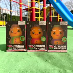 Schylling NeeDoh Ginger Glowman Glow in Dark Crunchy Fidget Toy 3 Pack Bundle