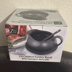 24 Oz Gravy Boat With Saucepan And Ladle ZENVY
