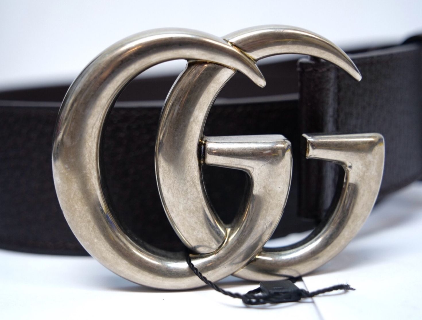 GUCCI MARMONT DOUBLE GG BUCKLE BROWN LEATHER BELT SIZE 85 - 34