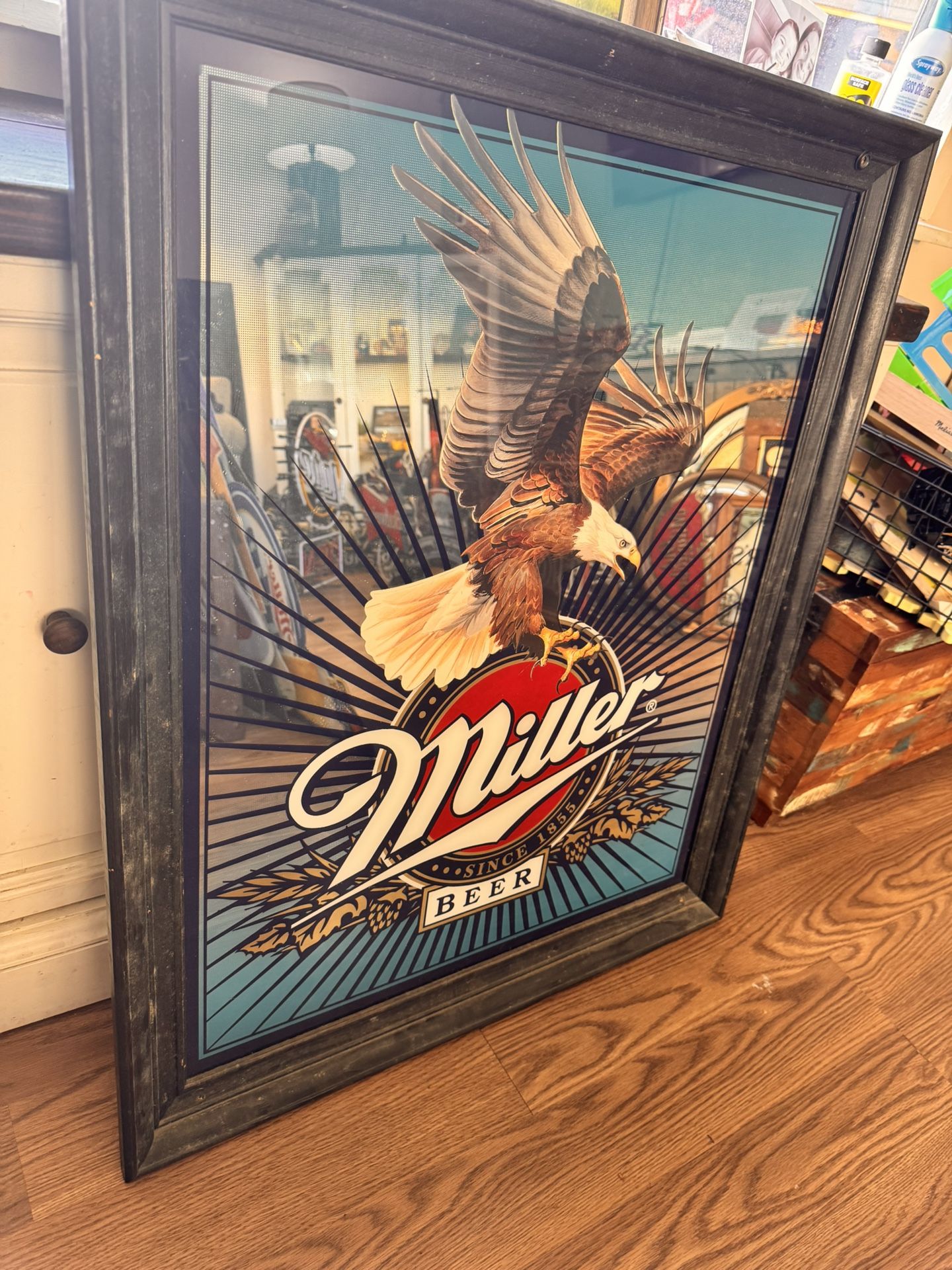 Rare vintage Miller Bald Eagle Beer Mirror 30X24