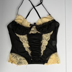 Criss Cross Bow Front Lace Sheer Tulle Cami Top