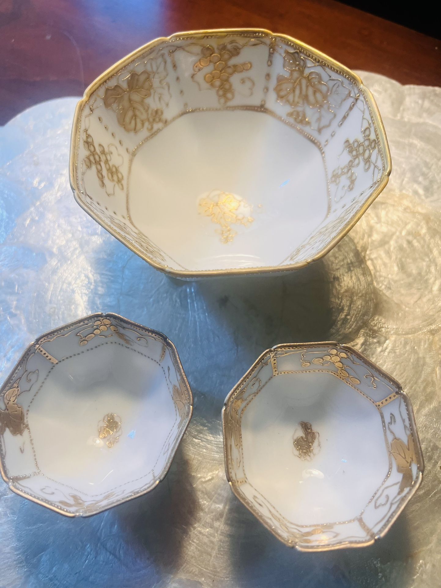 Antique Nippon Porcelain Bowls with gold trim
