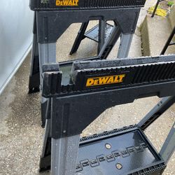 Two Plastic Dewalt Folding Sawhorses, In Great Conditions.  An Extra Different One (NO SHIPPING)