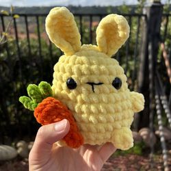 Yellow Bunny With Carrot 🥕 🐰 Handmade 🧶 Crochet 🧶 Plushie 