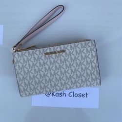 Michael Kors Bags | Michael Kors Double Zip Wallet Wristlet | Color: Gray/White | Size: Os | Madame_Boutique's Closet