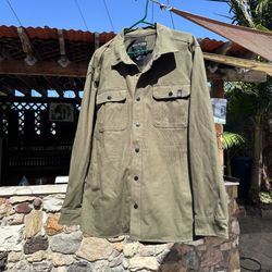 Olive Button Up Jacket L