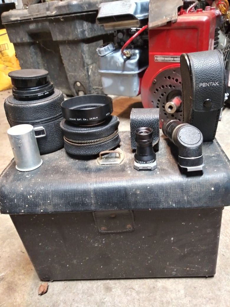 Asahi Pentax 35mm camera lens and accessories