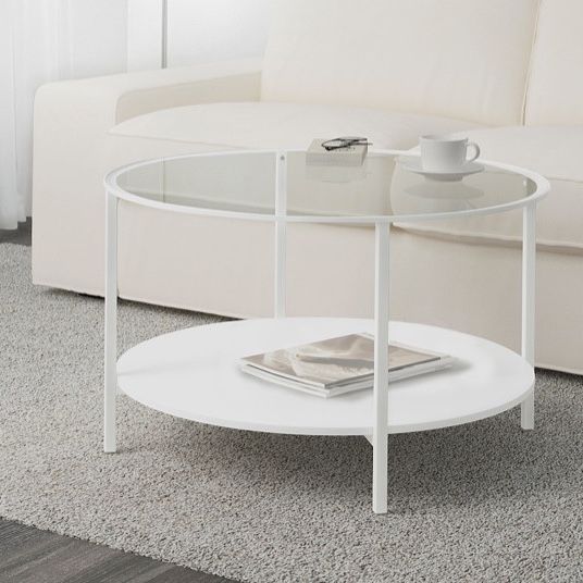 IKEA Coffee Table - White w/glass top