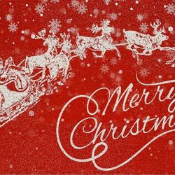 Santa Sleigh Reindeer Welcome Mat - 17x30 Inch Merry Christmas Outdoor Mat 