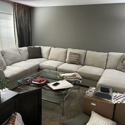 White/gray Fabric Couch
