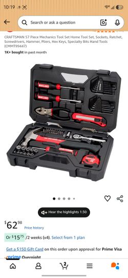 CRAFTSMAN 57 Piece Mechanics Tool Set Home Tool Set
