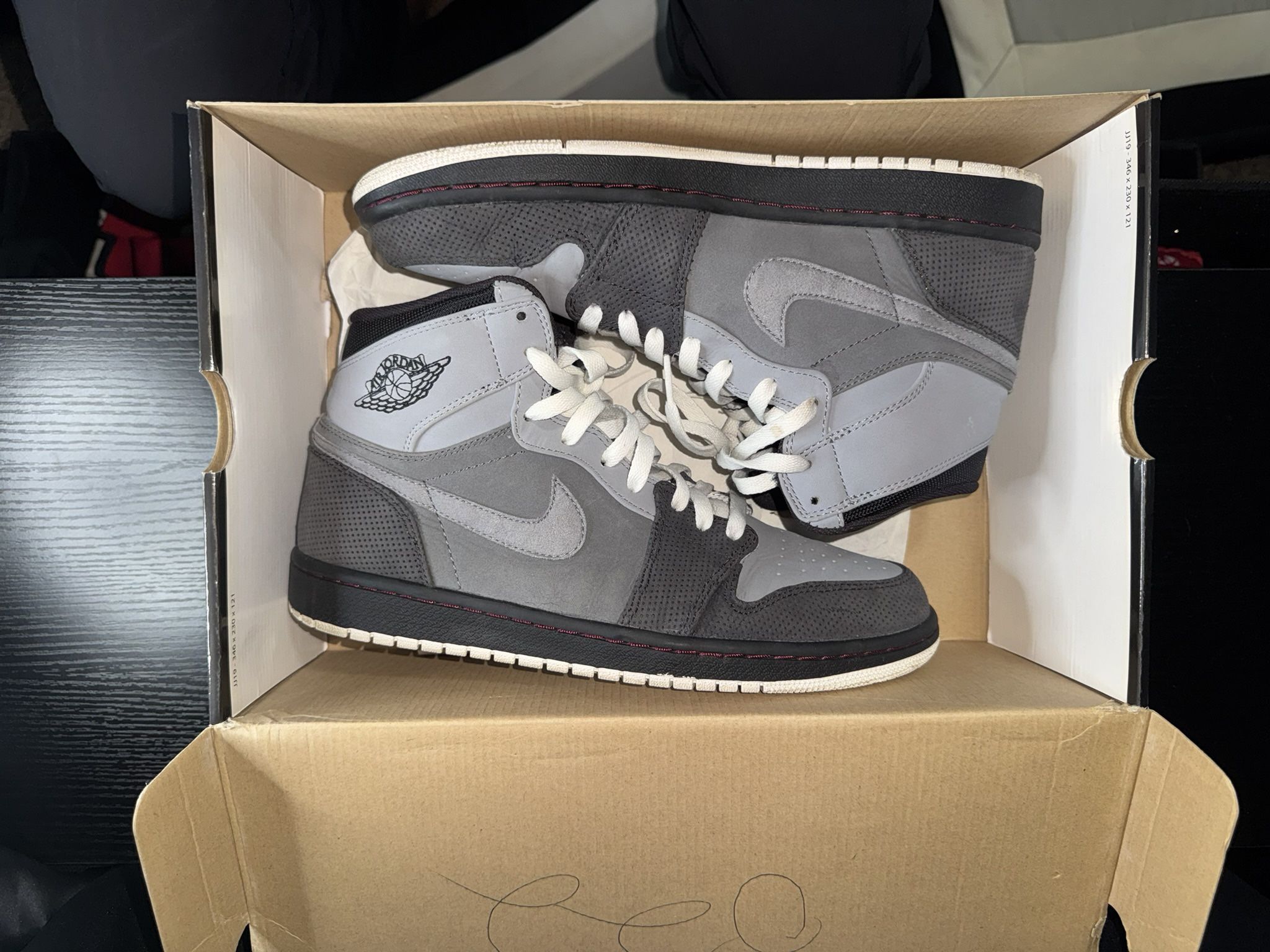 Jordan 1 Stealth Team Red Light Graphite Dark Charcol Size 9.5