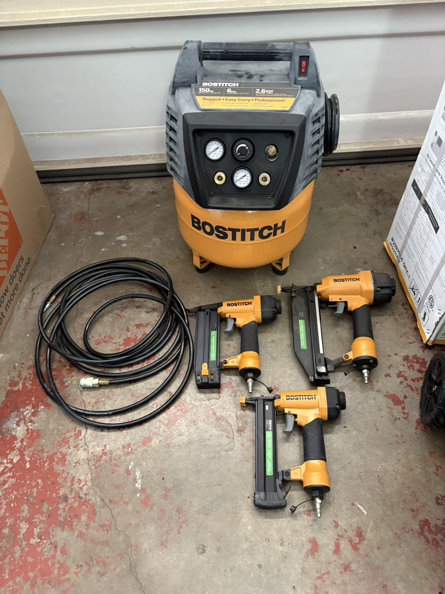 Bostitch Air Compressor And Nail Guns 