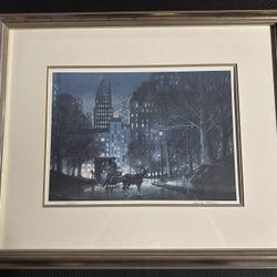 Evening ride Signed George K Ralph 149/500 Horse Carriage City Art