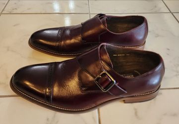 Stacy Adams Desmond cap toe monk strap shoes in a rich burgundy leather.