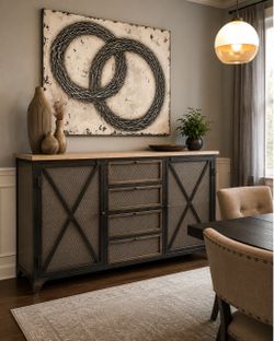 Buffet Designer Furniture Wrought Iron & Wood