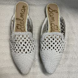 Sam Edelman CLARA 9.5 white flat weave woven Loafer, NEW without box