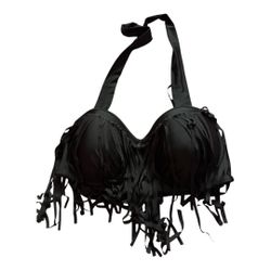 Women’s xxxl swimsuit fringe black bikini top 3x