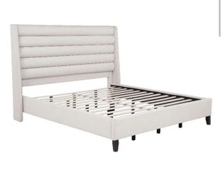 Queen Size Bed Frame, Velvet Upholstered Platform Bed With Headboard