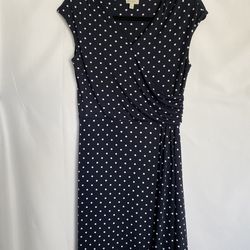 Talbots Petites Blue polkadot Classic Dress PS