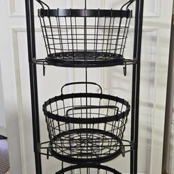  Puleo International 3-Tier Wire Basket Stand 