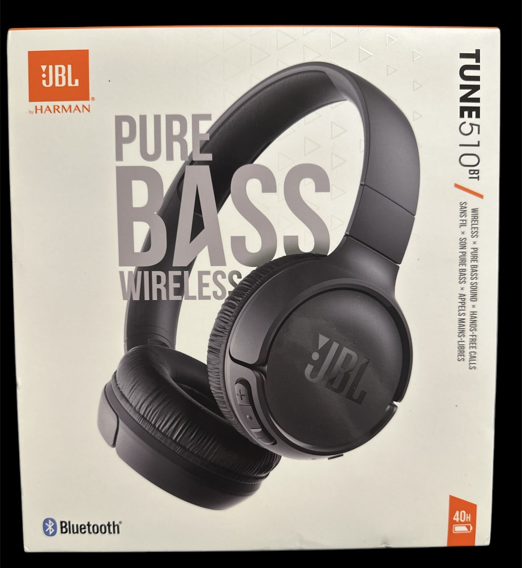 JBL Pure Bass Tune 510BT Wireless Headphones- Black
