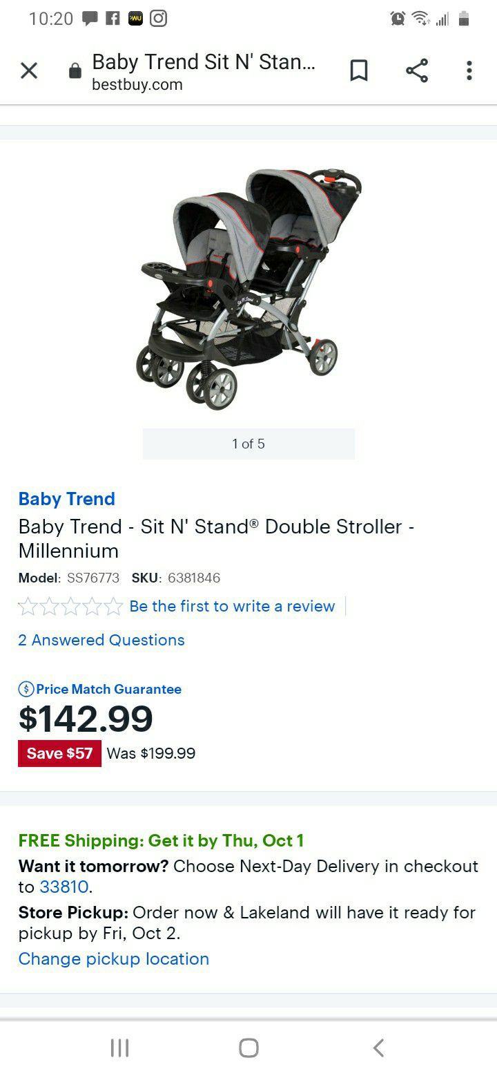 Baby Trend sit n stand double stroller