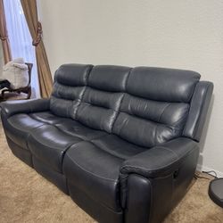Navy Blue Sofa and Recliner. 
