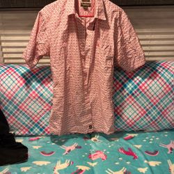 Ariat Red And White Button Up Shirt